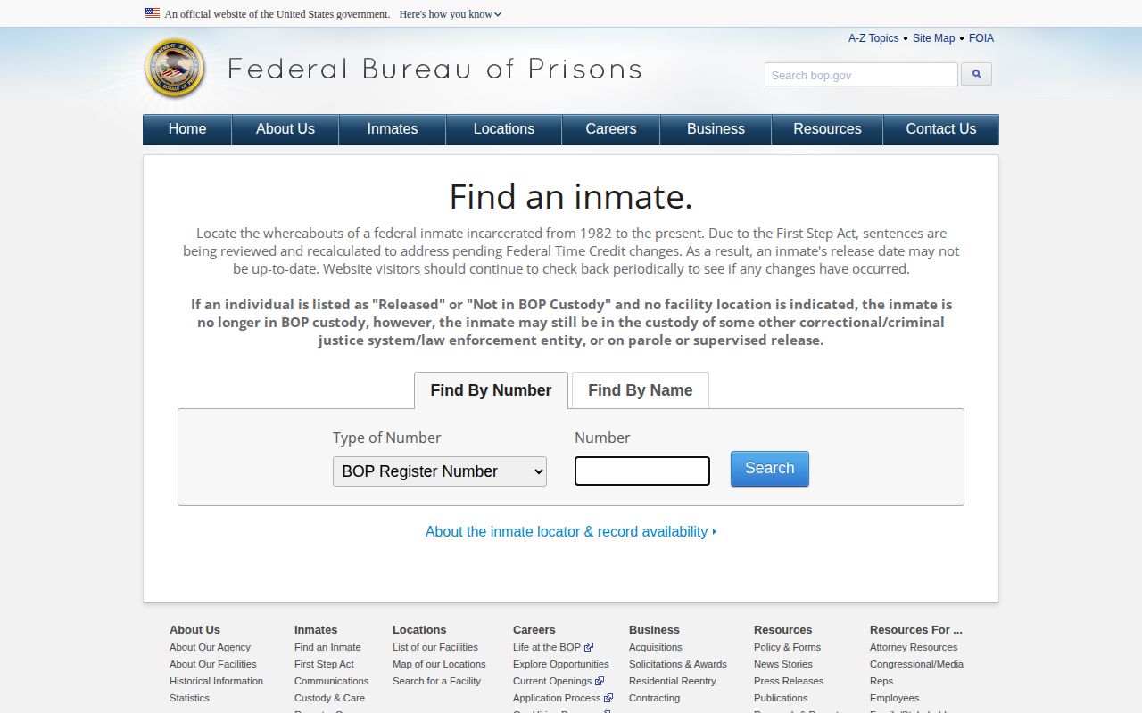 Federal BOP release locator for Tulsa County cases