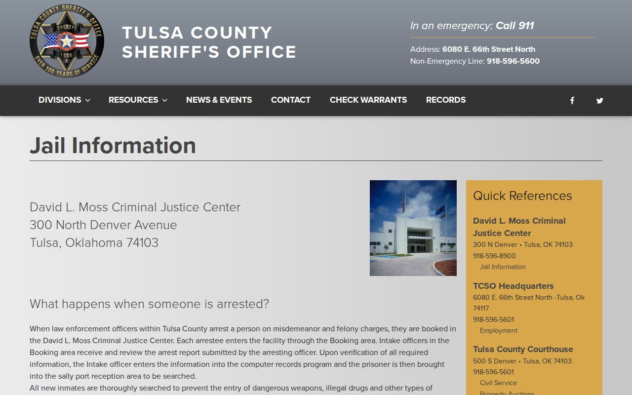 Tulsa County released mugshot and booking photo information from TCSO